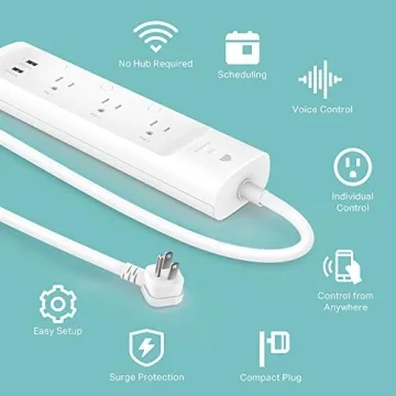 Smart Power Strip with 3 Outlets & USB Ports