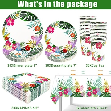 121 PCS Luau Party Decorations for Easy Clean Up