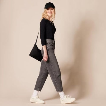 Amazon Essentials Women's Classic-Fit Long-Sleeve Crewneck T-Shirt (Available in Plus Size), Black, Large