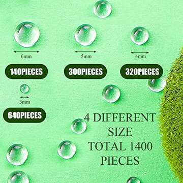 1400 Pieces Dewdrop Water Droplets Embellishments Dewdrop Simulation Round Waterdrop Resin Beads for...