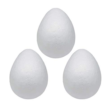 Crafjie Foam Eggs 3pcs 6 Inch (15cm) White Craft Polystyrene Eggs Smooth for Spring Easter Halloween...