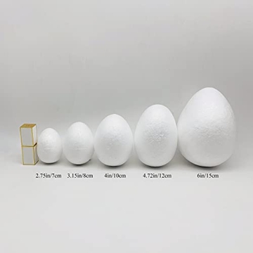 Crafjie 3-Pack 6 Inch White Foam Craft Eggs for DIY Projects