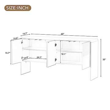 SIYSNKSI 60" Storage Space Sideboard with 4 Doors and Rebound Device, Minimalist Style Storage Cabin...