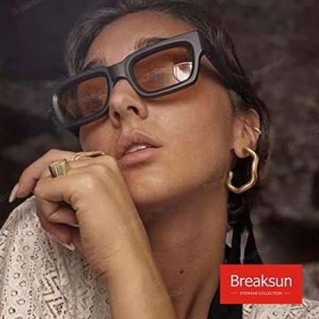 Breaksun Thick Rectangle Sunglasses: 90s Retro Style for All