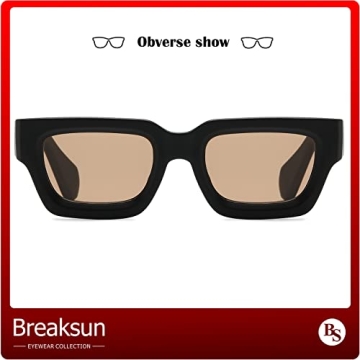Breaksun Thick Rectangle Sunglasses: 90s Retro Style for All