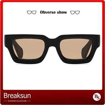 Breaksun Thick Rectangle Sunglasses: 90s Retro Style for All