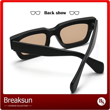 Breaksun Thick Rectangle Sunglasses: 90s Retro Style for All