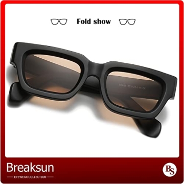 Breaksun Thick Rectangle Sunglasses: 90s Retro Style for All
