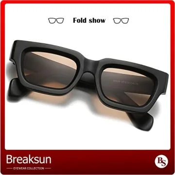 Breaksun Thick Rectangle Sunglasses: 90s Retro Style for All