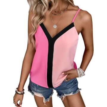miduo Womens Summer V Neck Strappy Tanks Tops Racerback Straps Loose Camisole Shirts Sleeveless Tops...