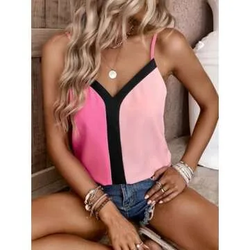 miduo Womens Summer V Neck Strappy Tanks Tops Racerback Straps Loose Camisole Shirts Sleeveless Tops Blouses Tanks Tops S