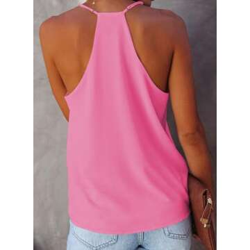 miduo Womens Summer V Neck Strappy Tanks Tops Racerback Straps Loose Camisole Shirts Sleeveless Tops Blouses Tanks Tops S