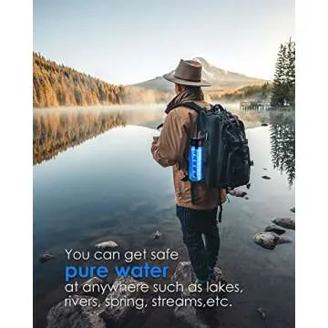 SimPure BPA-Free Water Bottle with 4-Stage Filter, Reusable and Portable, Ideal for Travel, Camping, Hiking