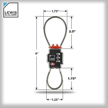 Lewis N. Clark Triple Security Lock - Resettable Combination Lock, Black, 3-Dial, TSA Friendly, Dura...