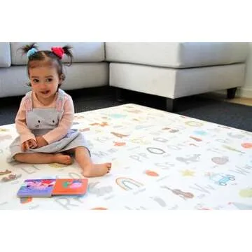 Cushmat Stylish Reversible Foam Play Mat (Large, Alpha - Palm Gray) - Soft, Waterproof, Durable Play mat for Infants, Babies, Toddler, Kids & Grownup - 6.5ft x 4.5ft