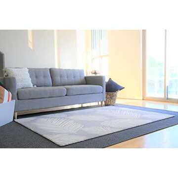 Cushmat Stylish Reversible Foam Play Mat (Large, Alpha - Palm Gray) - Soft, Waterproof, Durable Play mat for Infants, Babies, Toddler, Kids & Grownup - 6.5ft x 4.5ft
