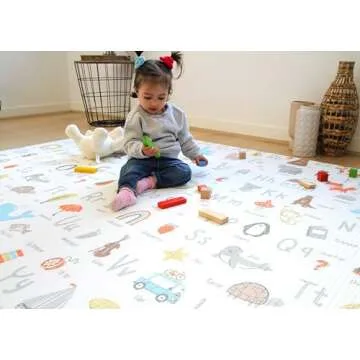 Cushmat Stylish Reversible Foam Play Mat (Large, Alpha - Palm Gray) - Soft, Waterproof, Durable Play mat for Infants, Babies, Toddler, Kids & Grownup - 6.5ft x 4.5ft