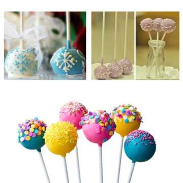 COOLAKE Lollipop Sticks Cake Pop Sticks 100 Pack 6 Inch Candy Making Sucker Sticks for Cake Topper, DIY Homemade Fruit Candy, Chocolate