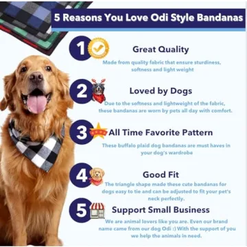 Odi Style Dog Bandana 4 Pack - Premium Lightweight Buffalo Plaid for Medium and Large Dogs