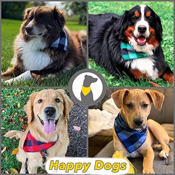 Odi Style Dog Bandana 4 Pack - Premium Lightweight Buffalo Plaid for Medium and Large Dogs