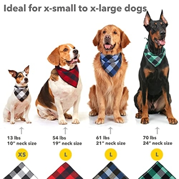 Odi Style Dog Bandana 4 Pack - Premium Lightweight Buffalo Plaid for Medium and Large Dogs