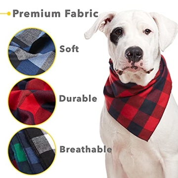 Odi Style Dog Bandana 4 Pack - Premium Lightweight Buffalo Plaid for Medium and Large Dogs