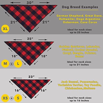 Odi Style Dog Bandana 4 Pack - Premium Lightweight Buffalo Plaid for Medium and Large Dogs