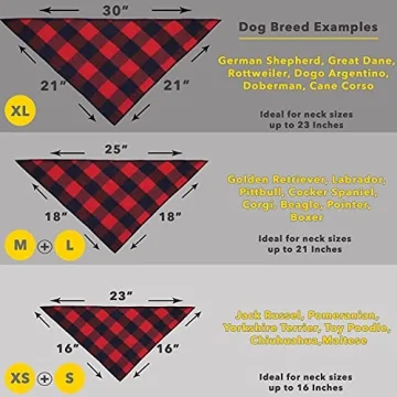 Odi Style Dog Bandana 4 Pack - Premium Lightweight Buffalo Plaid for Medium and Large Dogs