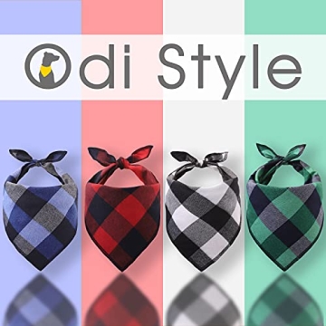 Odi Style Dog Bandana 4 Pack - Premium Lightweight Buffalo Plaid for Medium and Large Dogs