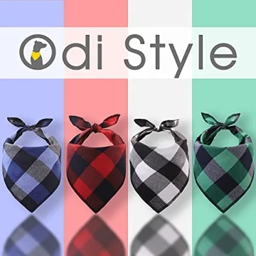 Odi Style Dog Bandana 4 Pack - Premium Lightweight Buffalo Plaid for Medium and Large Dogs