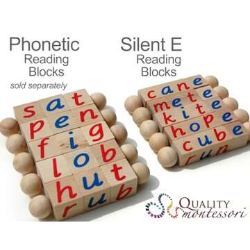 Quality Montessori Silent E Reading Blocks - Teach Magic E to Preschoolers - Sight Word Educational ...