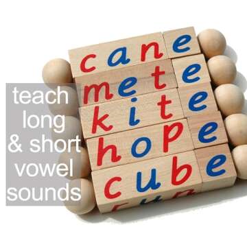 Montessori Silent E Reading Blocks - Fun Phonics Learning Toy