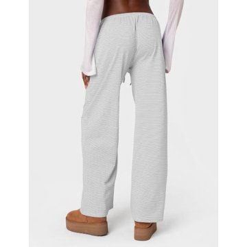 Ugerlov Women's Stylish Wide Leg Striped Pants for Summer