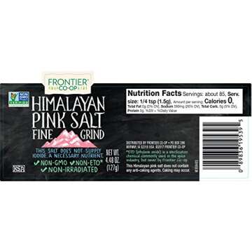 Frontier Co-op Fine Ground Himalayan Pink Salt, 4.48 Ounce Bottle, Hand-Mined, Kosher, Non Irradiated, Non ETO