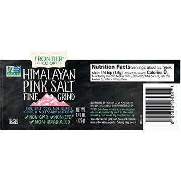Frontier Co-op Fine Ground Himalayan Pink Salt, 4.48 Ounce Bottle, Hand-Mined, Kosher, Non Irradiated, Non ETO