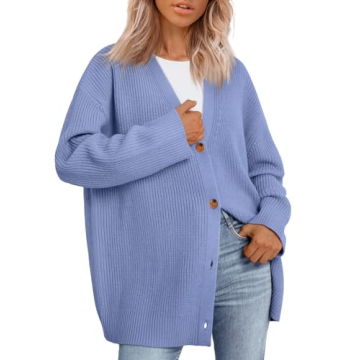 LILLUSORY Women Oversized Cardigan Sweater 2025 Fall Outfits Cloth Fashion V Neck Knit Button Front ...