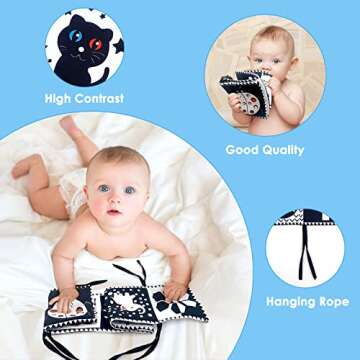 WESOTE Black and White Book for Baby High Contrast Newborn Tummy Time Toys for Infants 0-6 Months