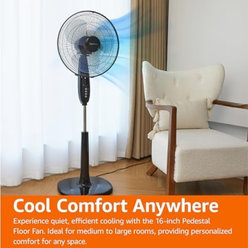 Amazon Basics Pedestal Fan with Remote Control 16-Inch
