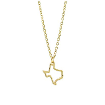 Lucky Feather Texas Shaped State Necklace 14K Gold-Dipped