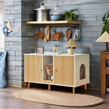 Modern Cat Litter Box Enclosure for Two Cats - Sleek Design