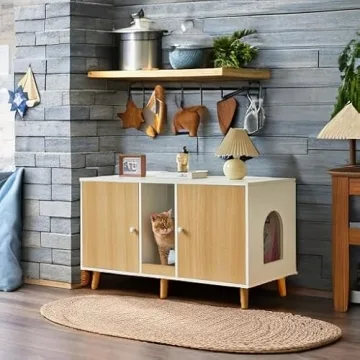 Modern Cat Litter Box Enclosure for Two Cats - Sleek Design