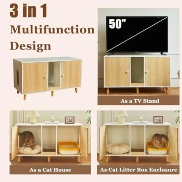 Modern Cat Litter Box Enclosure for Two Cats - Sleek Design