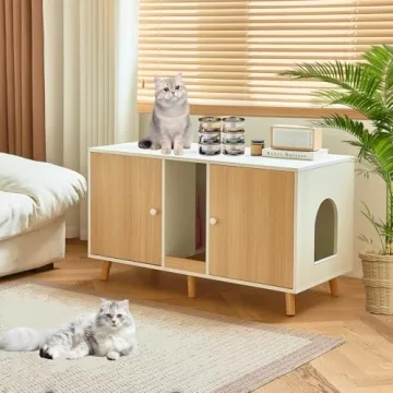 Modern Cat Litter Box Enclosure for Two Cats - Sleek Design