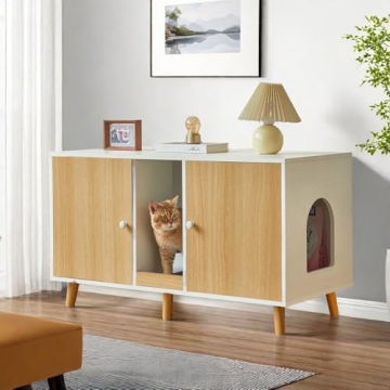 Modern Cat Litter Box Enclosure for Two Cats - Sleek Design