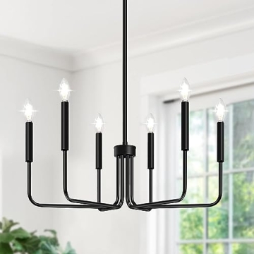 Black Farmhouse Chandelier 6-Light Modern Industrial Lighting