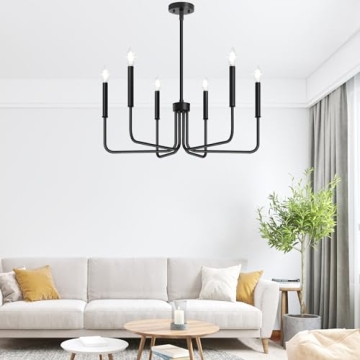 Black Farmhouse Chandelier 6-Light Modern Industrial Lighting