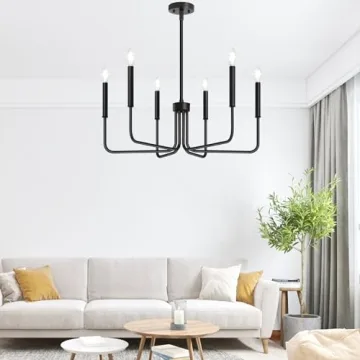 Black Farmhouse Chandelier 6-Light Modern Industrial Lighting