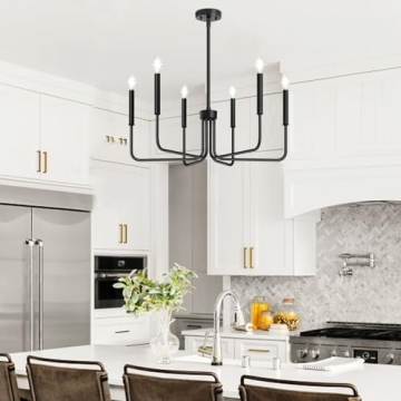 Black Farmhouse Chandelier 6-Light Modern Industrial Lighting