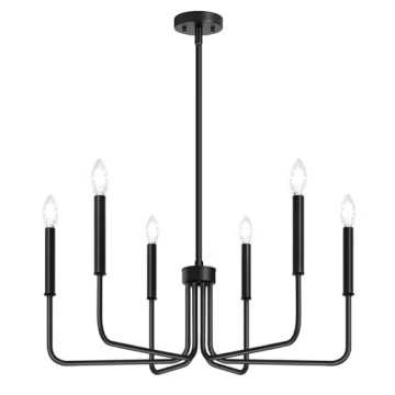 Black Farmhouse Chandelier 6-Light Modern Industrial Lighting