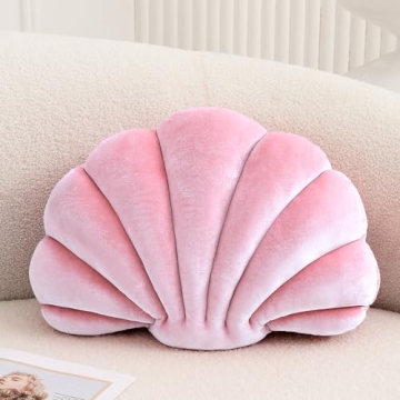 XIAIJIA Seashell Decorative Pillow Shell Shaped Throw Pillow 3D Insert Beach Pillow Soft Velvet Pill...